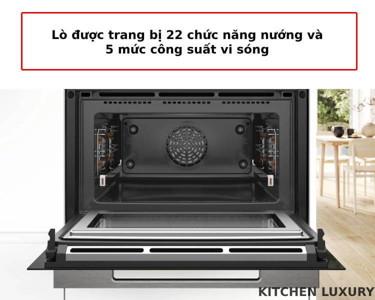 Tìm hiểu chức năng nướng của lò nướng kèm vi sóng Bosch CMG778NB1