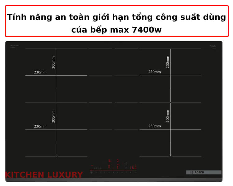 Tính năng an toàn giới hạn bếp từ Bosch PXY83KHC1E