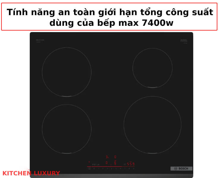 Tính năng an toàn giới hạn của bếp từ Bosch PIE631HB1E