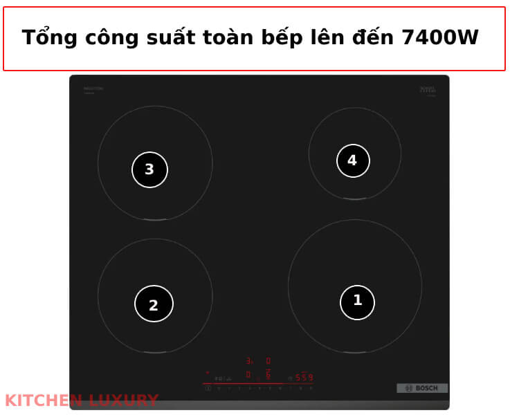 Tổng công suất của bếp từ Bosch PIE631HB1E