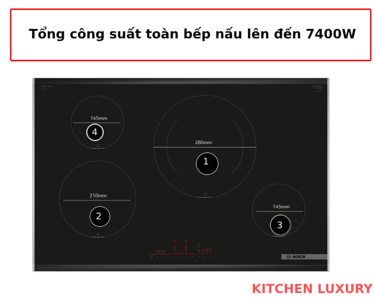 Tổng công suất toàn bếp nấu PIE875HC1E