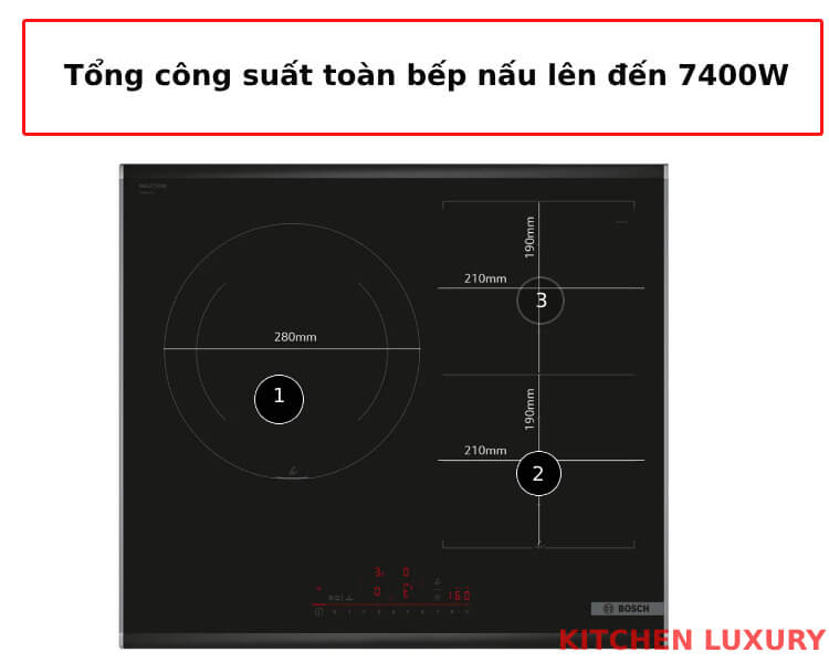 Tổng công suất toàn bếp từ Bosch PXJ675HC1E