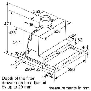 Kích thước lắp đặt máy hút mùi Bosch DFS067A51B series 4