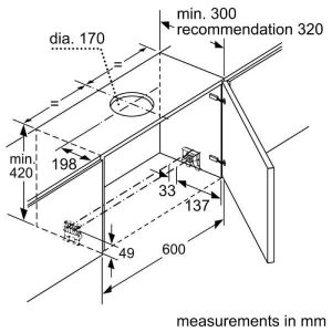 Kích thước máy hút mùi Bosch series 4
